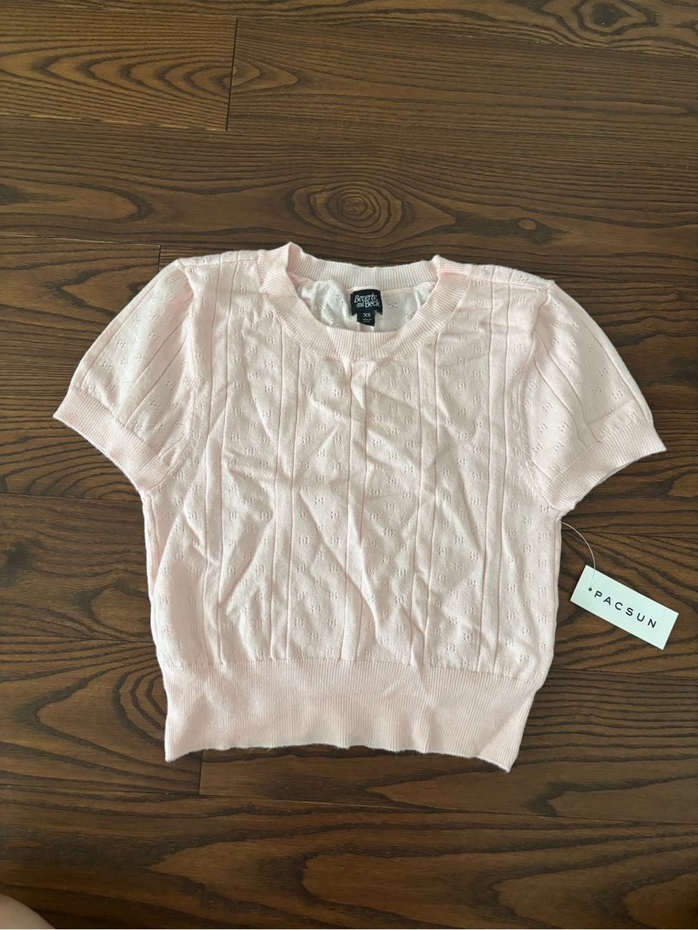 PacSun Light Pink Short Sleeve Ribbed Knit Top